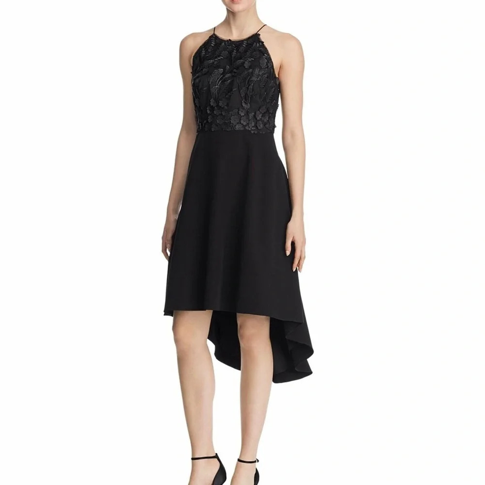 Aidan Mattox high low applique floral sequin dress